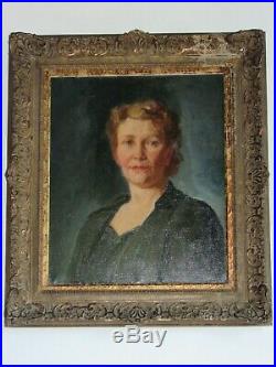 06f6 Ancienne Peinture Hst Portrait De Femme Signe Gustave Donnet 1892 1973