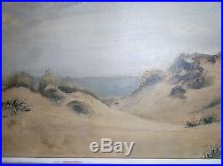 08b34 Peinture Hst Signee V. Donvil Creux De Dunes Littoral Mer Du Nord Tableau