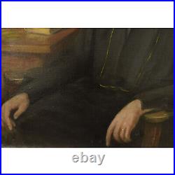 1928 Peinture ancienne à l'huile sur toile Portrait de femme 88x72,5 cm