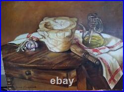 1Nature Morte peinture ancienne huile sur toile(65x 50)