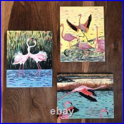 3 tableaux peinture acrylique sur carton toile -Tryptique 24x30