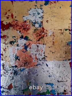 ALEXANDRE PONS/Abstrait contemporain-feuilles d'or-pièce unique format 65x54 cm