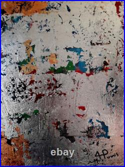 ALEXANDRE PONS/Abstrait contemporain-feuilles d'or-pièce unique format 65x54 cm