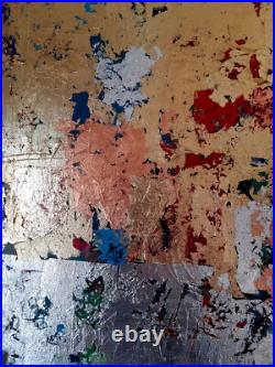 ALEXANDRE PONS/Abstrait contemporain-feuilles d'or-pièce unique format 65x54 cm