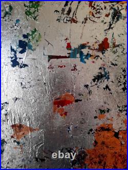 ALEXANDRE PONS/Abstrait contemporain-feuilles d'or-pièce unique format 65x54 cm