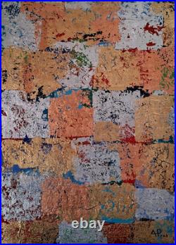 ALEXANDRE PONS/Abstrait contemporain-feuilles d'or pièce unique format 70x50 cm