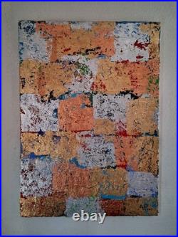 ALEXANDRE PONS/Abstrait contemporain-feuilles d'or pièce unique format 70x50 cm