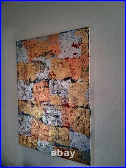 ALEXANDRE PONS/Abstrait contemporain-feuilles d'or pièce unique format 70x50 cm