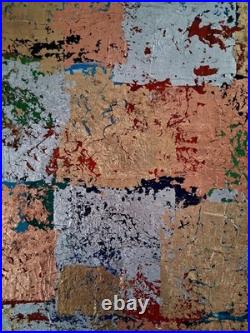 ALEXANDRE PONS/Abstrait contemporain-feuilles d'or pièce unique format 70x50 cm