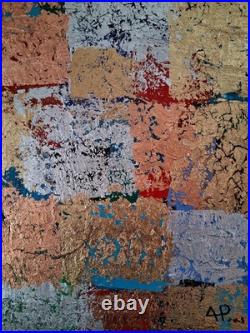 ALEXANDRE PONS/Abstrait contemporain-feuilles d'or pièce unique format 70x50 cm