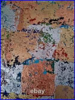 ALEXANDRE PONS/Abstrait contemporain-feuilles d'or pièce unique format 70x50 cm