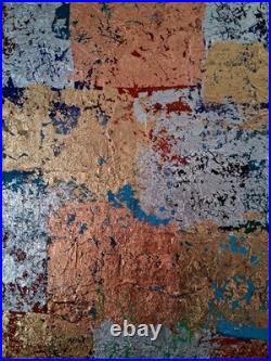 ALEXANDRE PONS/Abstrait contemporain-feuilles d'or pièce unique format 70x50 cm