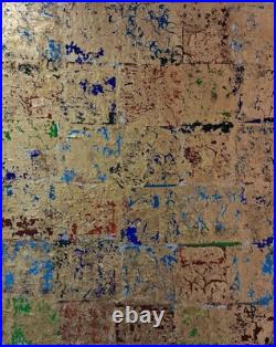 ALEXANDRE PONS/Abstrait contemporain-feuilles d'or-pièce unique format 81x65 cm