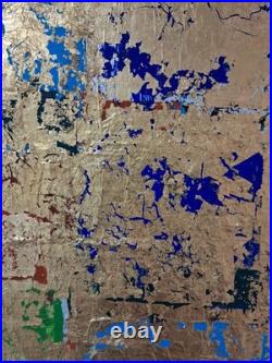 ALEXANDRE PONS/Abstrait contemporain-feuilles d'or-pièce unique format 81x65 cm