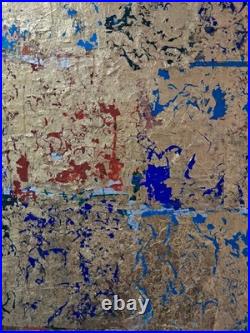 ALEXANDRE PONS/Abstrait contemporain-feuilles d'or-pièce unique format 81x65 cm