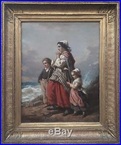 AUGUSTE DELACROIX Boulogne marine peinture français romantique femme de pêcheur