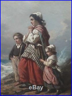 AUGUSTE DELACROIX Boulogne marine peinture français romantique femme de pêcheur