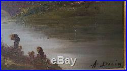 A. Dalin Paysage Barbizon Impressionniste Cadre Dore Huile Toile Vers 1900