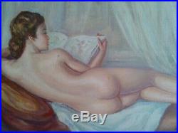 Albert GENTA XXème NU de dos allongé et lisant huile sur toile, période 2