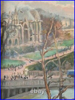 Alexandre BONIN (1876-1943)- Quais De Seine Animés (Paris) Huile Sur Toile
