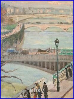 Alexandre BONIN (1876-1943)- Quais De Seine Animés (Paris) Huile Sur Toile