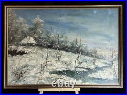 Alexandre Marius Boboc (1941) Huile sur toile Paysage d'hiver 1987