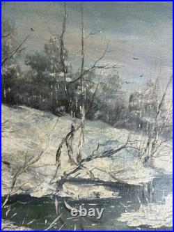 Alexandre Marius Boboc (1941) Huile sur toile Paysage d'hiver 1987