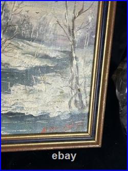 Alexandre Marius Boboc (1941) Huile sur toile Paysage d'hiver 1987