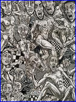 Anatomie du Cri tableau au format 40 x 40 cm, expressionniste brut