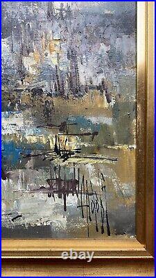 Ancien Grand tableau Marine Huile sur Toile signé a identifier