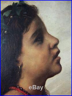 Ancien Tableau Anna Gerardi Peinture Huile Antique Oil Painting