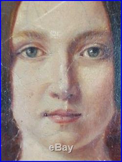 Ancien Tableau Double Portrait Peinture Huile Antique Oil Painting
