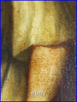 Ancien Tableau Femme au Brasero Peinture Huile Antique Oil Painting Dipinto