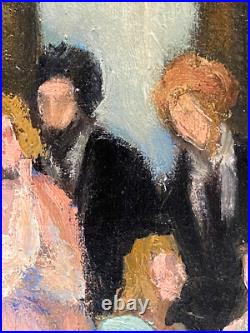 Ancien Tableau HST Symboliste La Cérémonie dans le Parc Signé -1900's