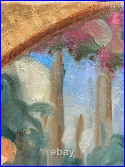 Ancien Tableau HST Symboliste La Cérémonie dans le Parc Signé -1900's