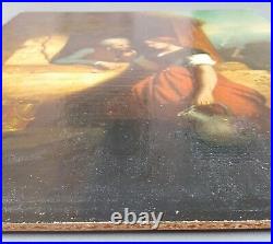 Ancien Tableau La Conversation Peinture Huile Antique Oil Painting Ölgemälde