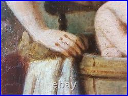 Ancien Tableau Le Bain Peinture Huile Antique Oil Painting Dipinto Ölgemälde