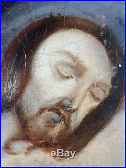 Ancien Tableau Le Christ Porté au Tombeau Peinture Huile Antique Oil Painting