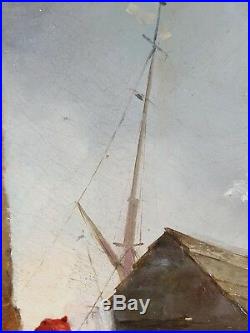 Ancien Tableau Le Jeune Pêcheur Peinture Huile Antique Oil Painting Ölgemälde