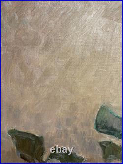 Ancien Tableau Peinture Huile sur Toile Nature Morte aux Roses Art Lorrain