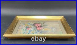 Ancien Tableau Peinture Huile sur Toile Nature Morte aux Roses Art Lorrain