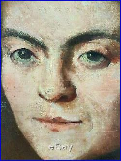 Ancien Tableau Portrait de Femme Peinture Huile Antique Oil Painting Ölgemälde
