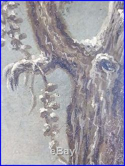 Ancien Tableau Prière dans la Neige Peinture Huile Antique Oil Painting