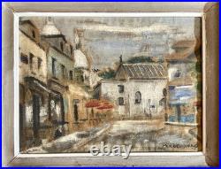 Ancien tableau Ecole de Paris vue Montmartre paysage ville rue 1930 peinture hst