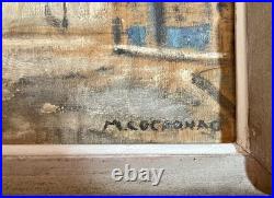 Ancien tableau Ecole de Paris vue Montmartre paysage ville rue 1930 peinture hst