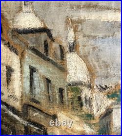 Ancien tableau Ecole de Paris vue Montmartre paysage ville rue 1930 peinture hst