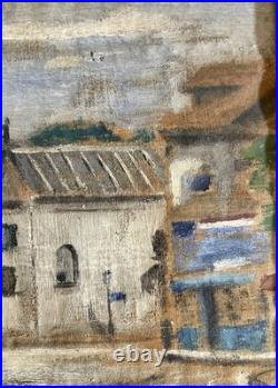 Ancien tableau Ecole de Paris vue Montmartre paysage ville rue 1930 peinture hst