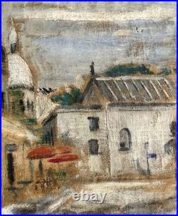 Ancien tableau Ecole de Paris vue Montmartre paysage ville rue 1930 peinture hst