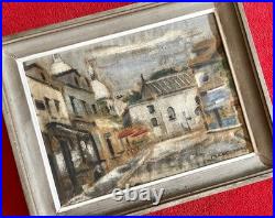 Ancien tableau Ecole de Paris vue Montmartre paysage ville rue 1930 peinture hst