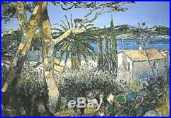 Ancien tableau HST paysage marin Provençal Cannes signé André Deymonaz XXe